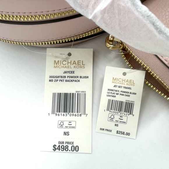 Michael Kors Medium Jaycee Zip Packet Backpack& Phone Case Wallet Wristlet - Picture 12 of 12